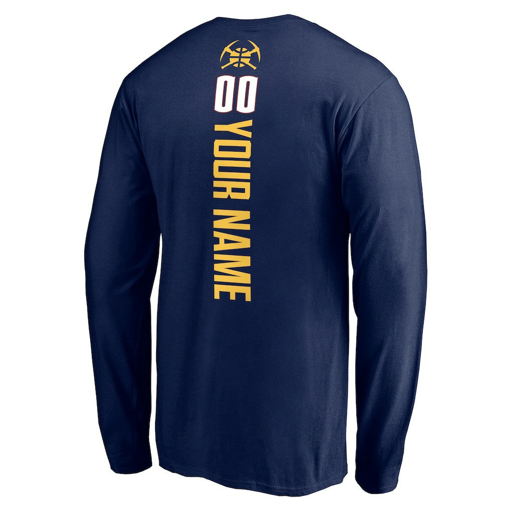 Denver Nuggets Playmaker Personalized Name & Number Long Sleeve T-Shirt Navy - NBA