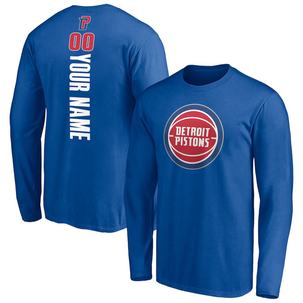 Detroit Pistons Playmaker Personalized Name & Number Long Sleeve T-Shirt Blue - NBA