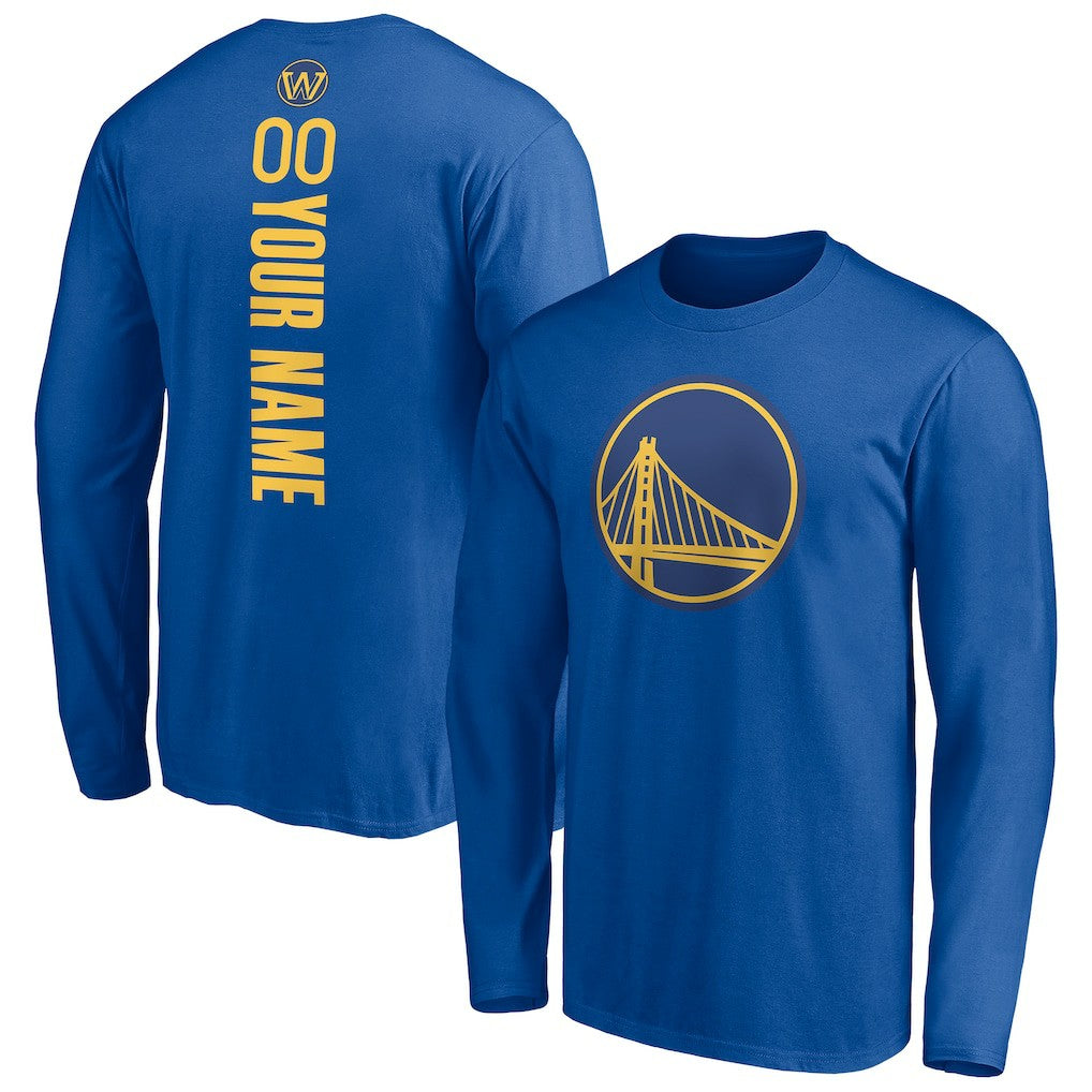 Golden State Warriors Playmaker Personalized Name & Number Long Sleeve T-Shirt Royal - NBA