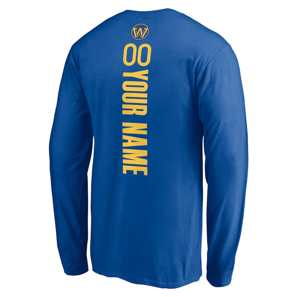 Golden State Warriors Playmaker Personalized Name & Number Long Sleeve T-Shirt Royal - NBA
