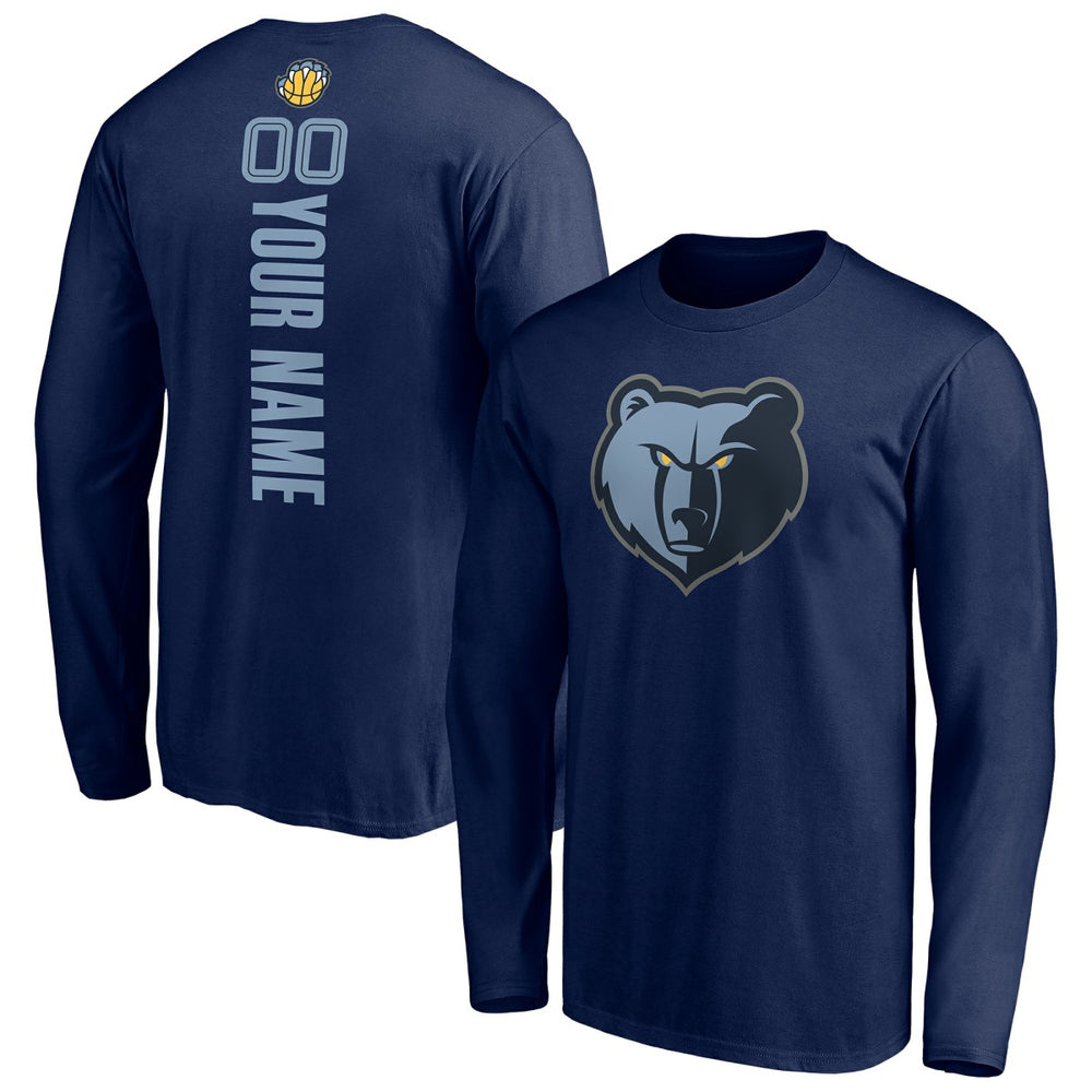 Memphis Grizzlies Playmaker Personalized Name & Number Long Sleeve T-Shirt Navy - NBA