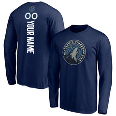 Minnesota Timberwolves Playmaker Personalized Name & Number Long Sleeve T-Shirt Navy - NBA