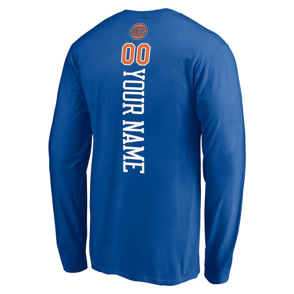 New York Knicks Playmaker Personalized Name & Number Long Sleeve T-Shirt Blue - NBA