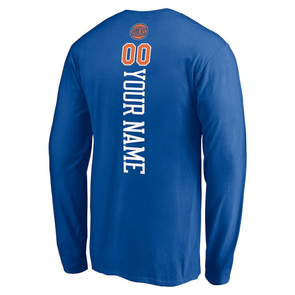 New York Knicks Playmaker Personalized Name & Number Long Sleeve T-Shirt Blue - NBA