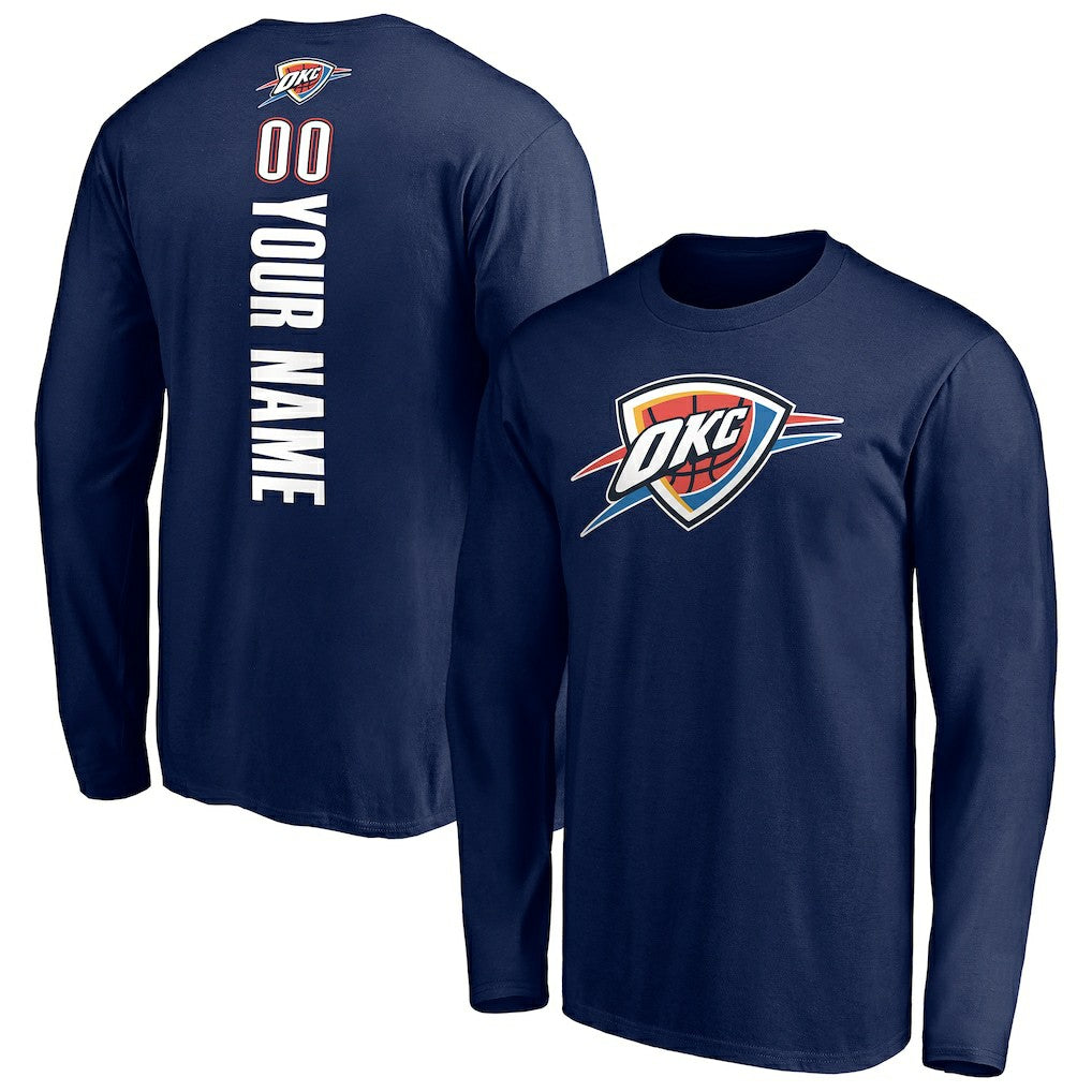 Oklahoma City Thunder Playmaker Personalized Name & Number Long Sleeve T-Shirt Navy - NBA