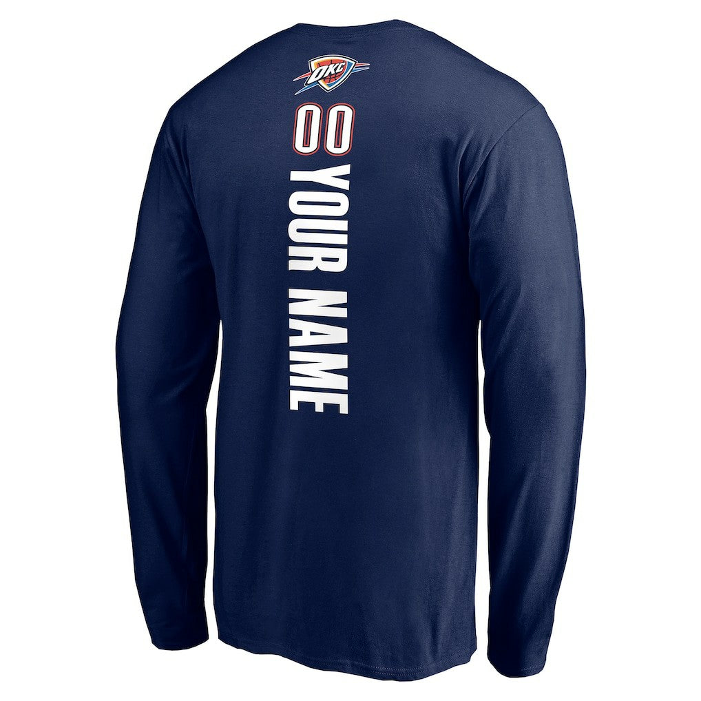 Oklahoma City Thunder Playmaker Personalized Name & Number Long Sleeve T-Shirt Navy - NBA