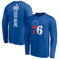 Philadelphia 76ers Playmaker Personalized Name & Number Long Sleeve T-Shirt Royal - NBA