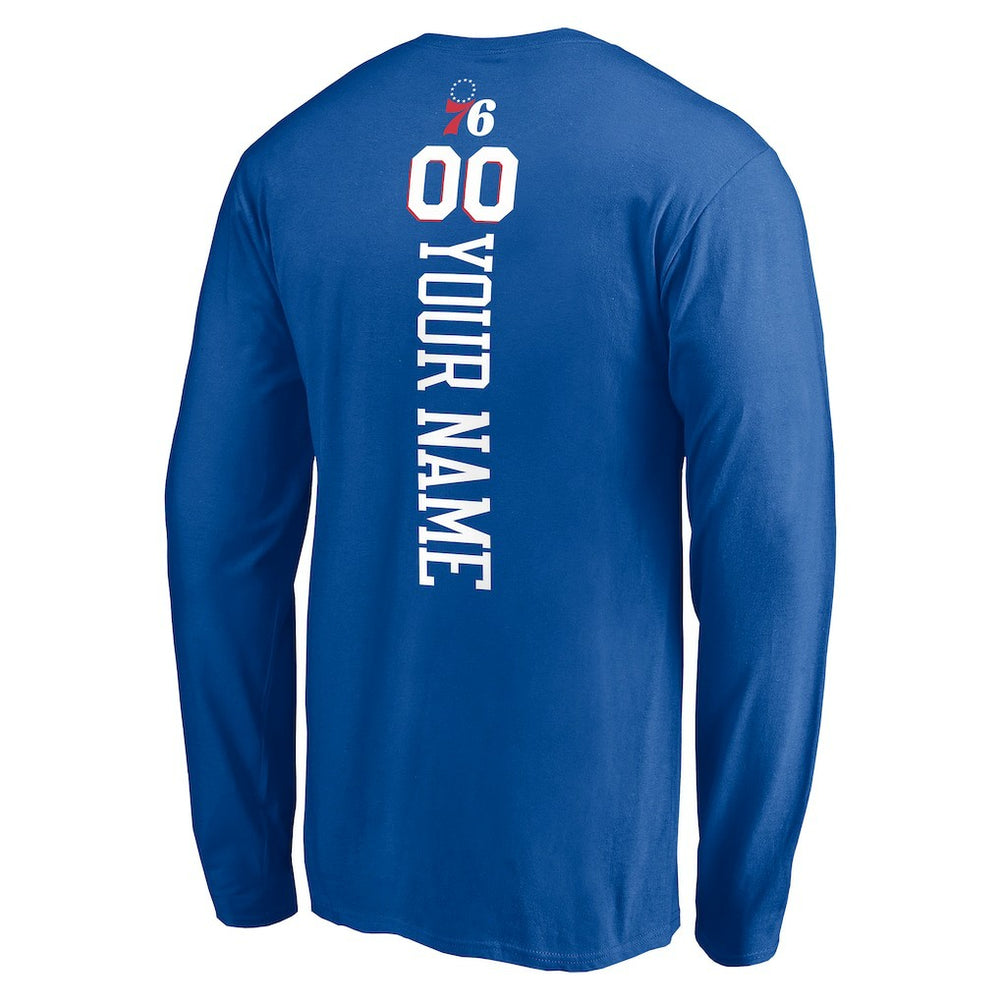 Philadelphia 76ers Playmaker Personalized Name & Number Long Sleeve T-Shirt Royal - NBA
