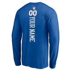 Philadelphia 76ers Playmaker Personalized Name & Number Long Sleeve T-Shirt Royal - NBA