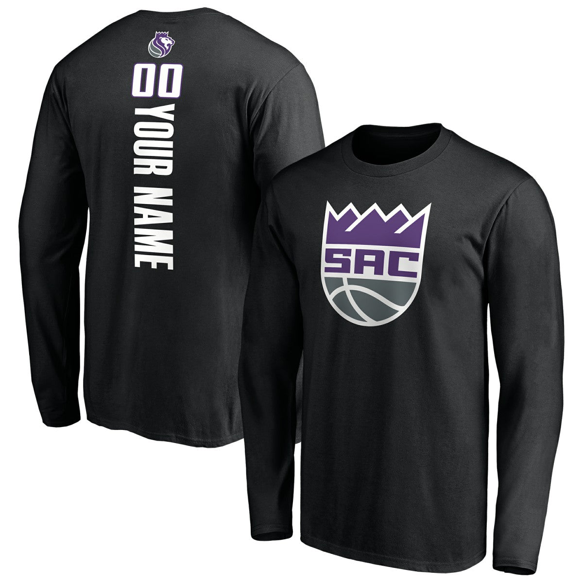 Sacramento Kings Playmaker Personalized Name & Number Long Sleeve T-Shirt Black - NBA