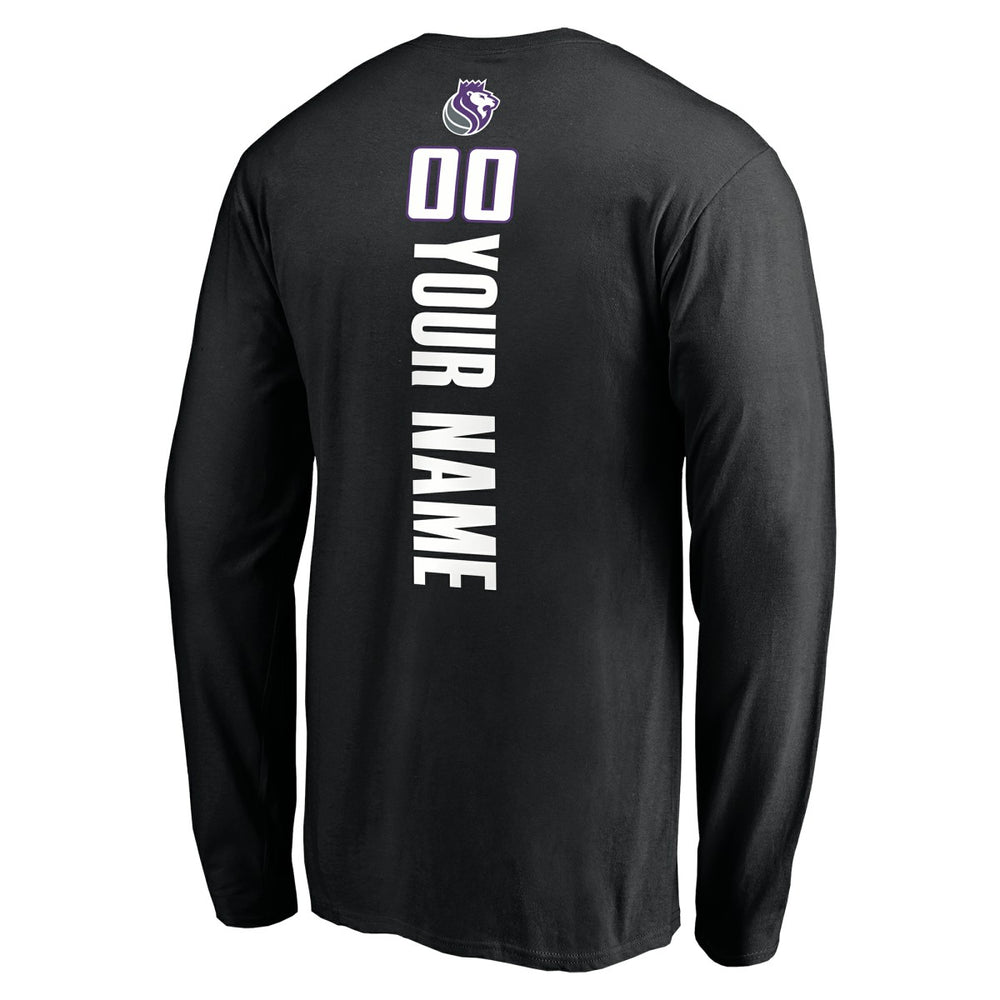 Sacramento Kings Playmaker Personalized Name & Number Long Sleeve T-Shirt Black - NBA