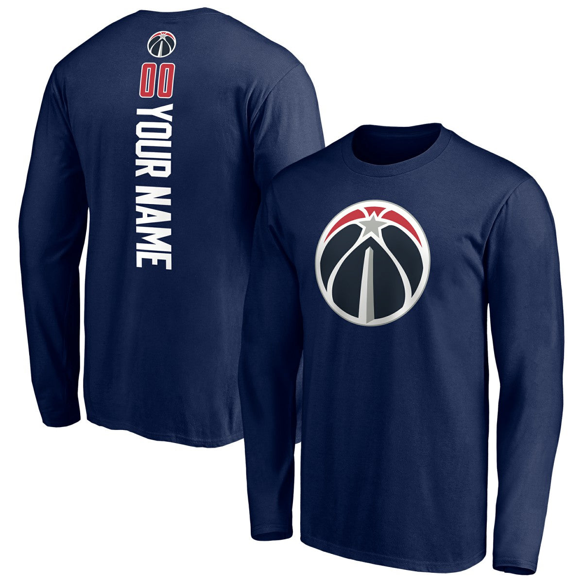 Washington Wizards Playmaker Personalized Name & Number Long Sleeve T-Shirt Navy - NBA