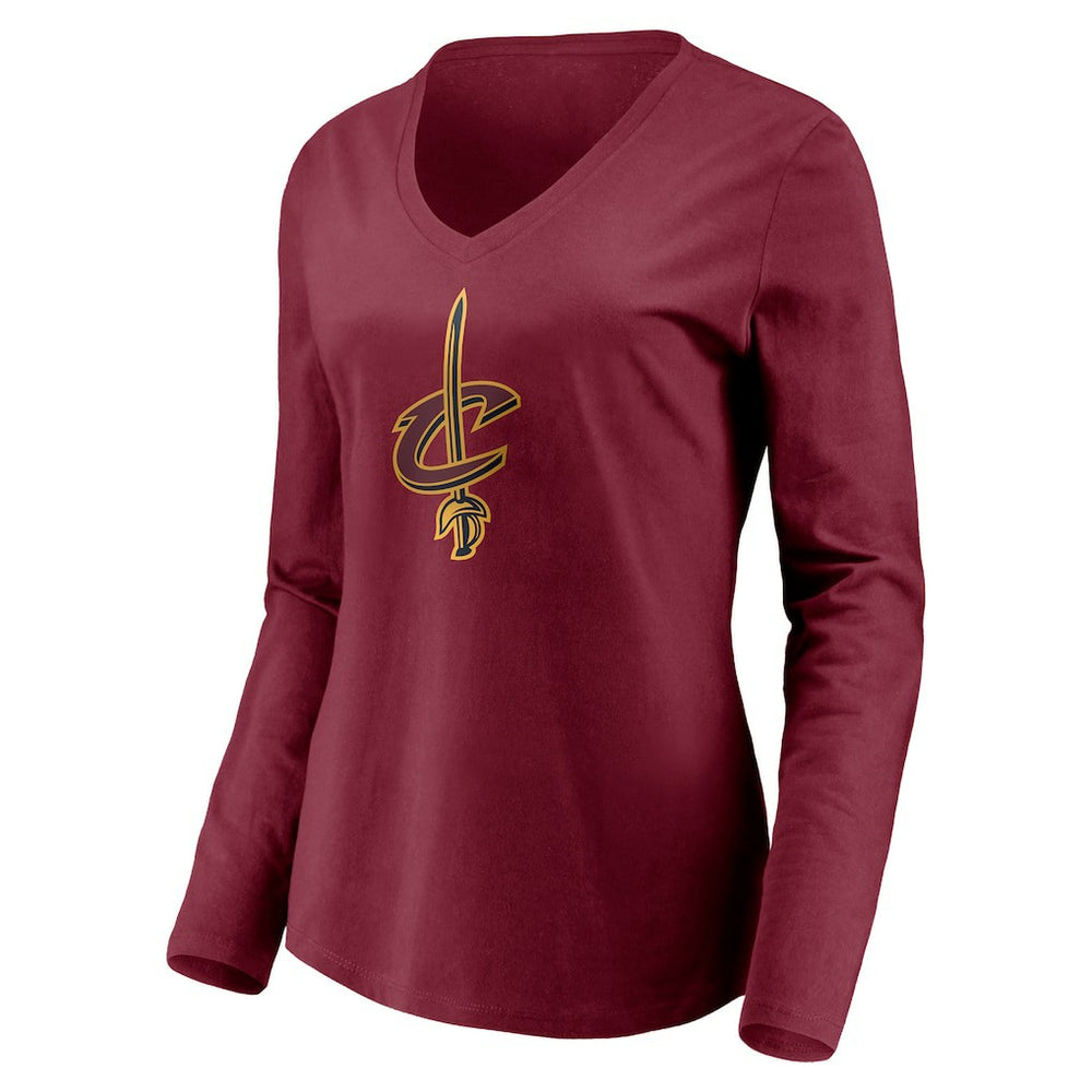 Cleveland Cavaliers Women's Playmaker Personalized Name & Number Long Sleeve V-Neck T-Shirt Wine - NBA