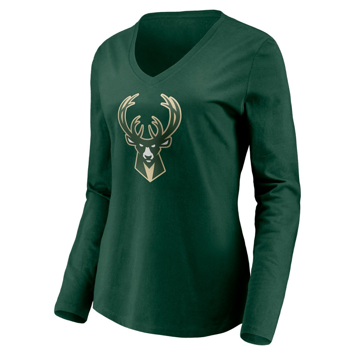 Milwaukee Bucks Women's Playmaker Personalized Name & Number Long Sleeve V-Neck T-Shirt Hunter Green - NBA