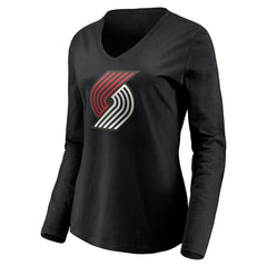 Portland Trail Blazers Women's Playmaker Personalized Name & Number Long Sleeve V-Neck T-Shirt Black - NBA