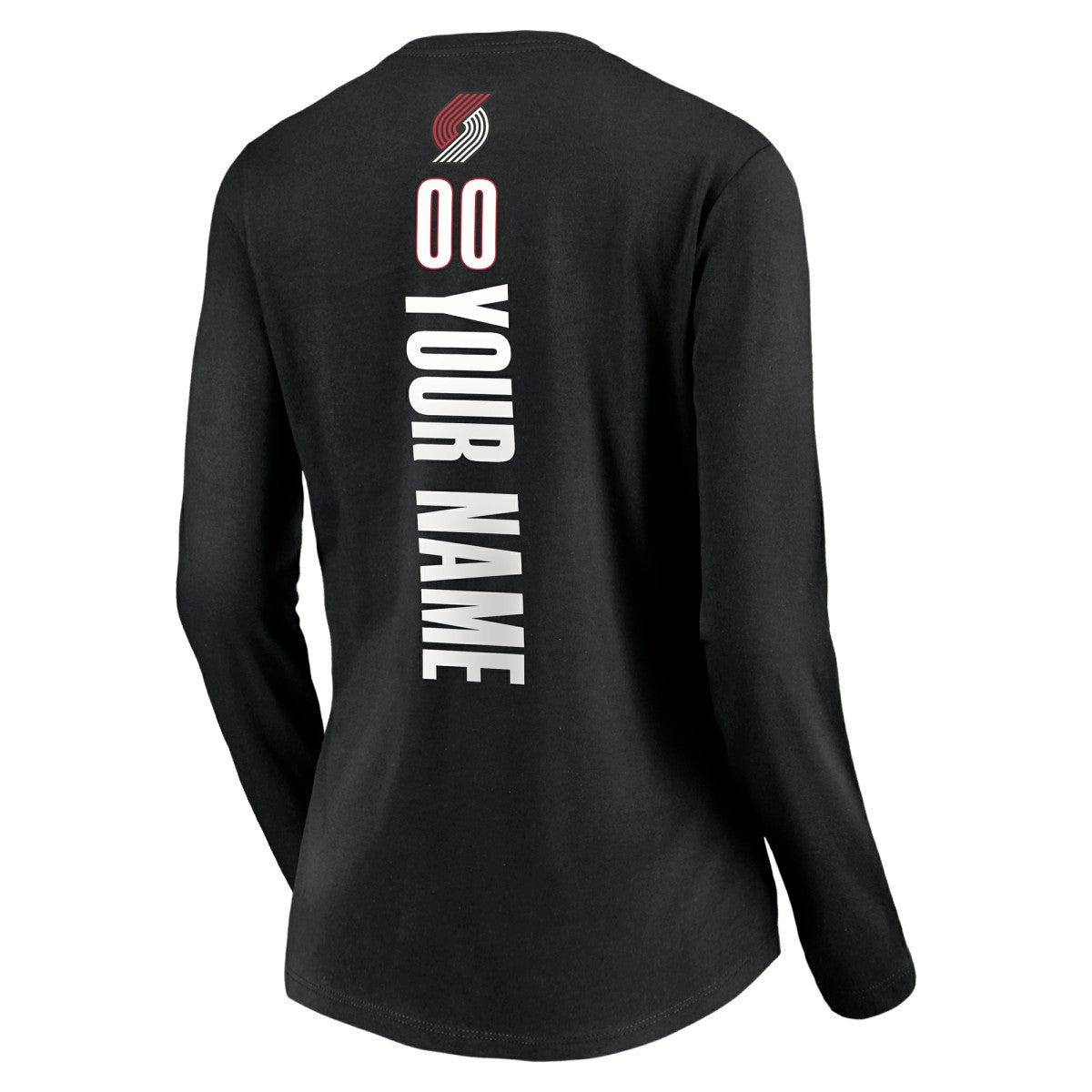 Portland Trail Blazers Women's Playmaker Personalized Name & Number Long Sleeve V-Neck T-Shirt Black - NBA