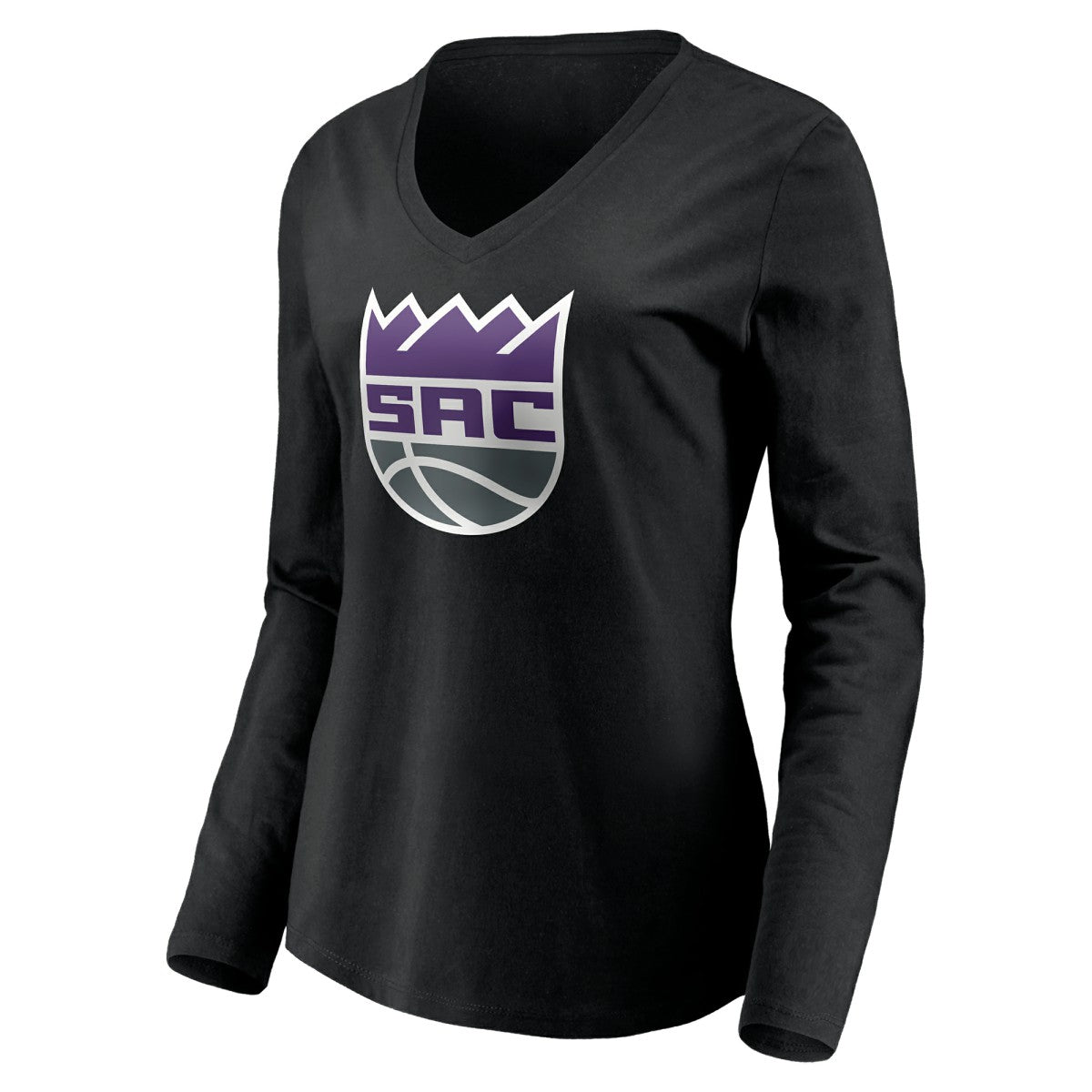 Sacramento Kings Women's Playmaker Personalized Name & Number Long Sleeve V-Neck T-Shirt Black - NBA