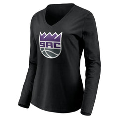 Sacramento Kings Women's Playmaker Personalized Name & Number Long Sleeve V-Neck T-Shirt Black - NBA
