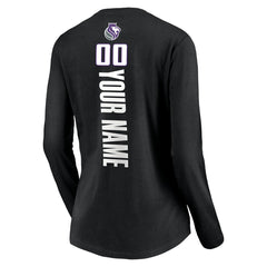 Sacramento Kings Women's Playmaker Personalized Name & Number Long Sleeve V-Neck T-Shirt Black - NBA