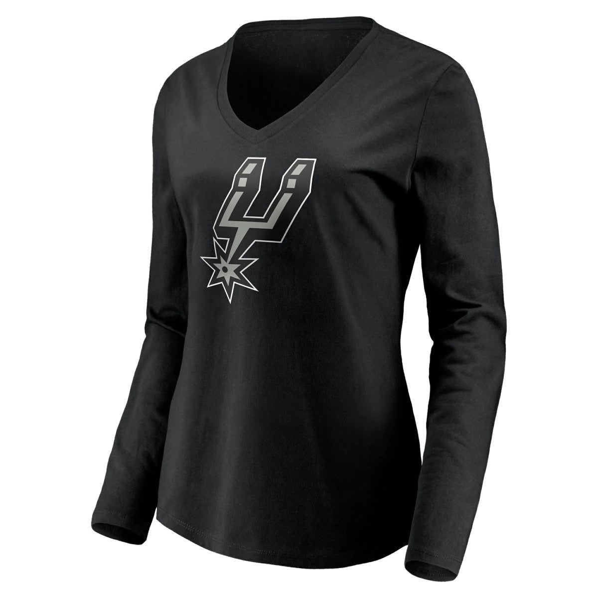 San Antonio Spurs Women's Playmaker Personalized Name & Number Long Sleeve V-Neck T-Shirt Black - NBA
