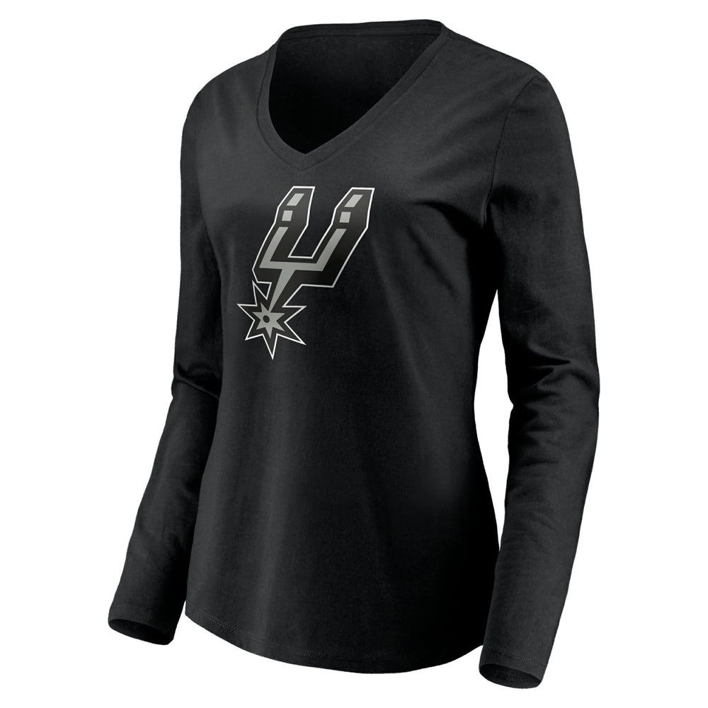 San Antonio Spurs Women's Playmaker Personalized Name & Number Long Sleeve V-Neck T-Shirt Black - NBA