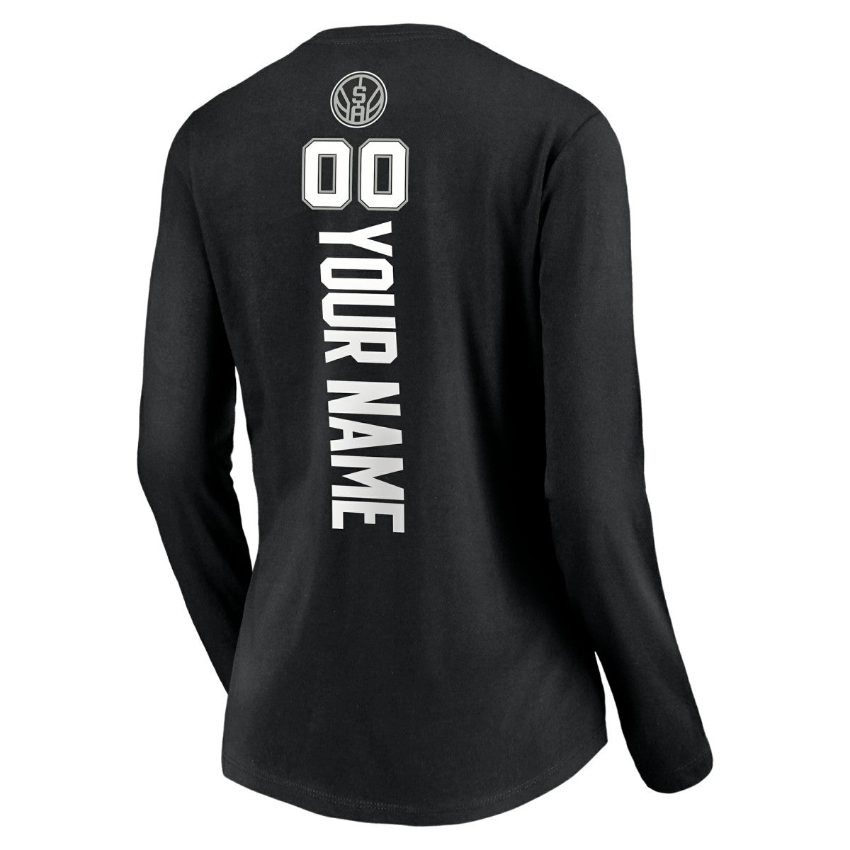 San Antonio Spurs Women's Playmaker Personalized Name & Number Long Sleeve V-Neck T-Shirt Black - NBA