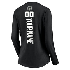 San Antonio Spurs Women's Playmaker Personalized Name & Number Long Sleeve V-Neck T-Shirt Black - NBA