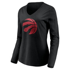 Toronto Raptors Women's Playmaker Personalized Name & Number Long Sleeve V-Neck T-Shirt Black - NBA