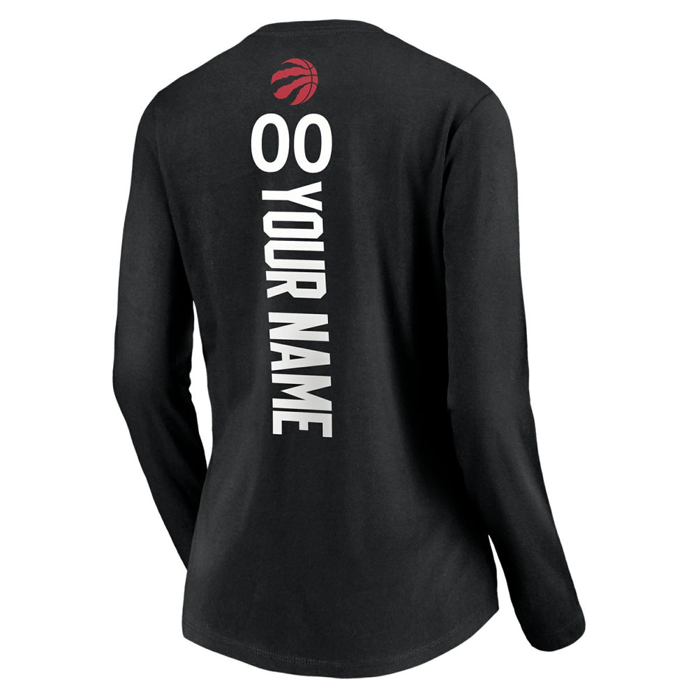 Toronto Raptors Women's Playmaker Personalized Name & Number Long Sleeve V-Neck T-Shirt Black - NBA