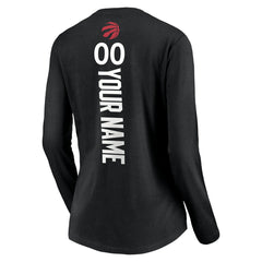 Toronto Raptors Women's Playmaker Personalized Name & Number Long Sleeve V-Neck T-Shirt Black - NBA