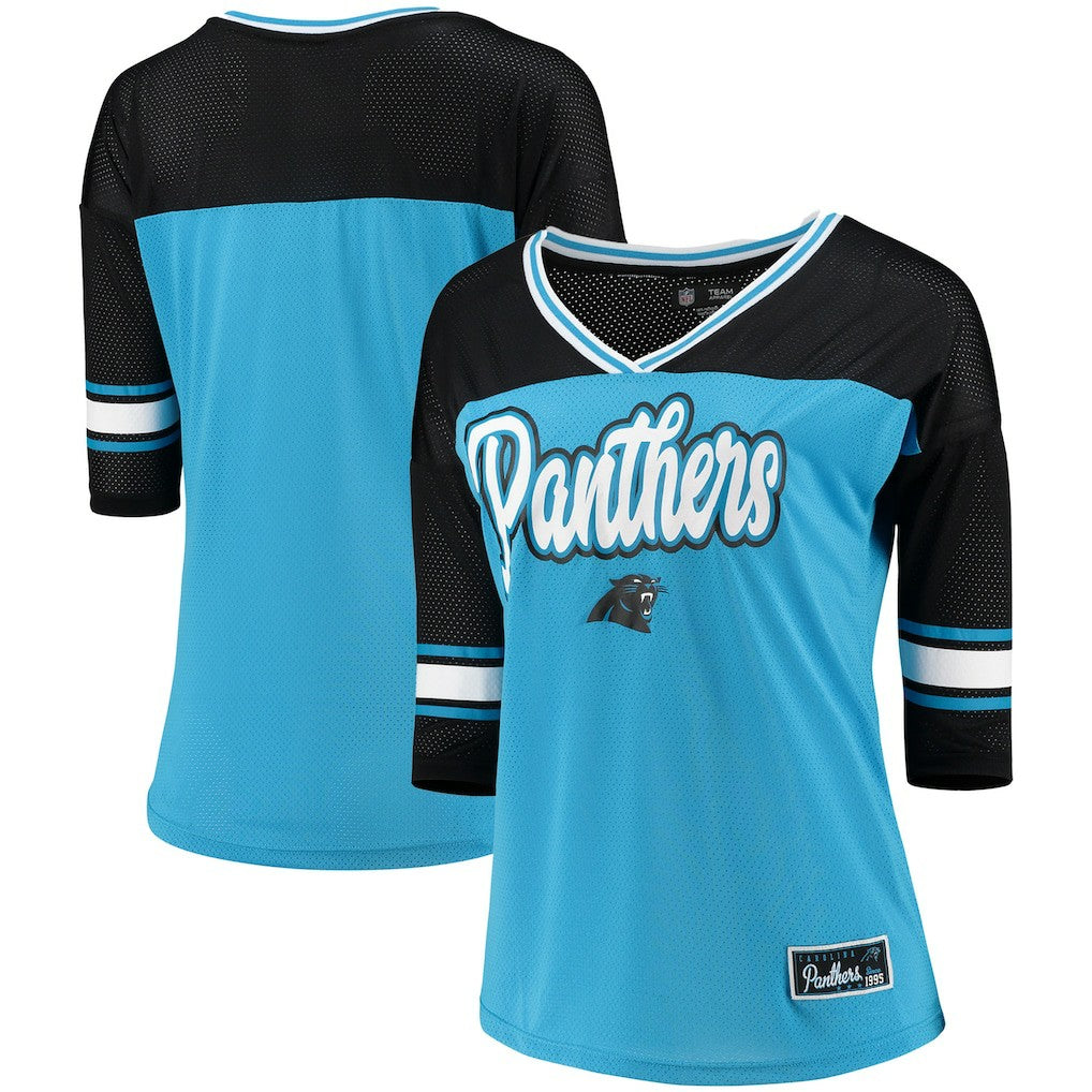 Carolina Panthers 5th & Ocean by New Era Women's Mesh Long Sleeve T-Shirt Blue | NFL