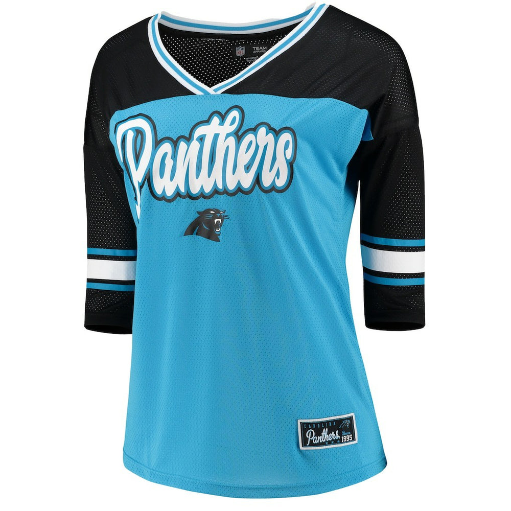 Carolina Panthers 5th & Ocean by New Era Women's Mesh Long Sleeve T-Shirt Blue | NFL