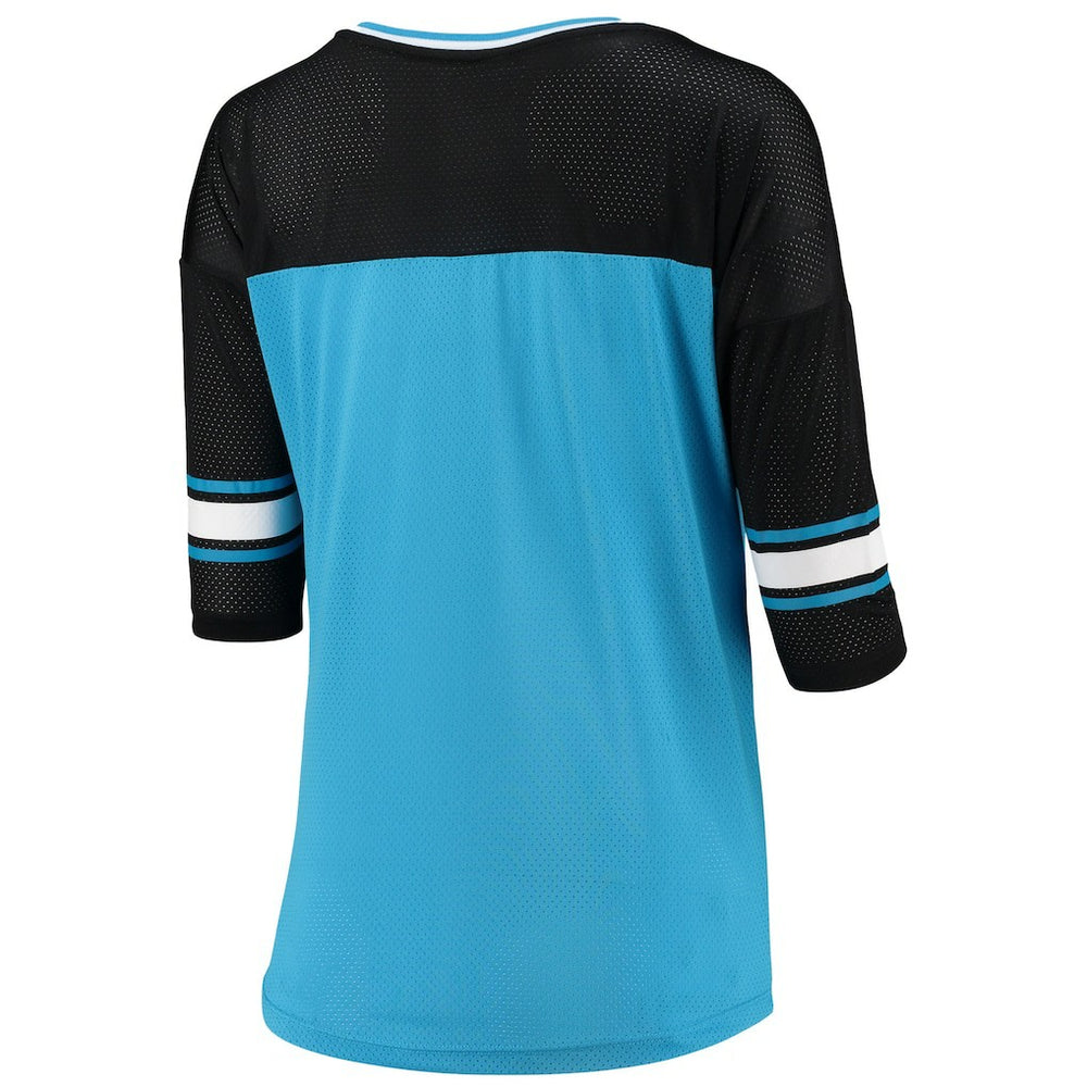 Carolina Panthers 5th & Ocean by New Era Women's Mesh Long Sleeve T-Shirt Blue | NFL