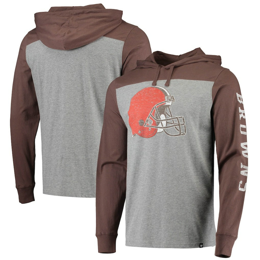 Cleveland Browns '47 Franklin Wooster Long Sleeve Hoodie T-Shirt Heathered Gray/Brown | 47 brand
