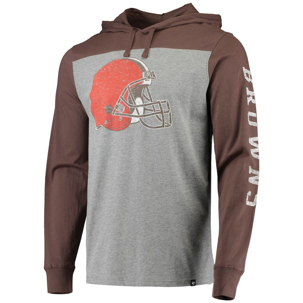 Cleveland Browns '47 Franklin Wooster Long Sleeve Hoodie T-Shirt Heathered Gray/Brown | 47 brand