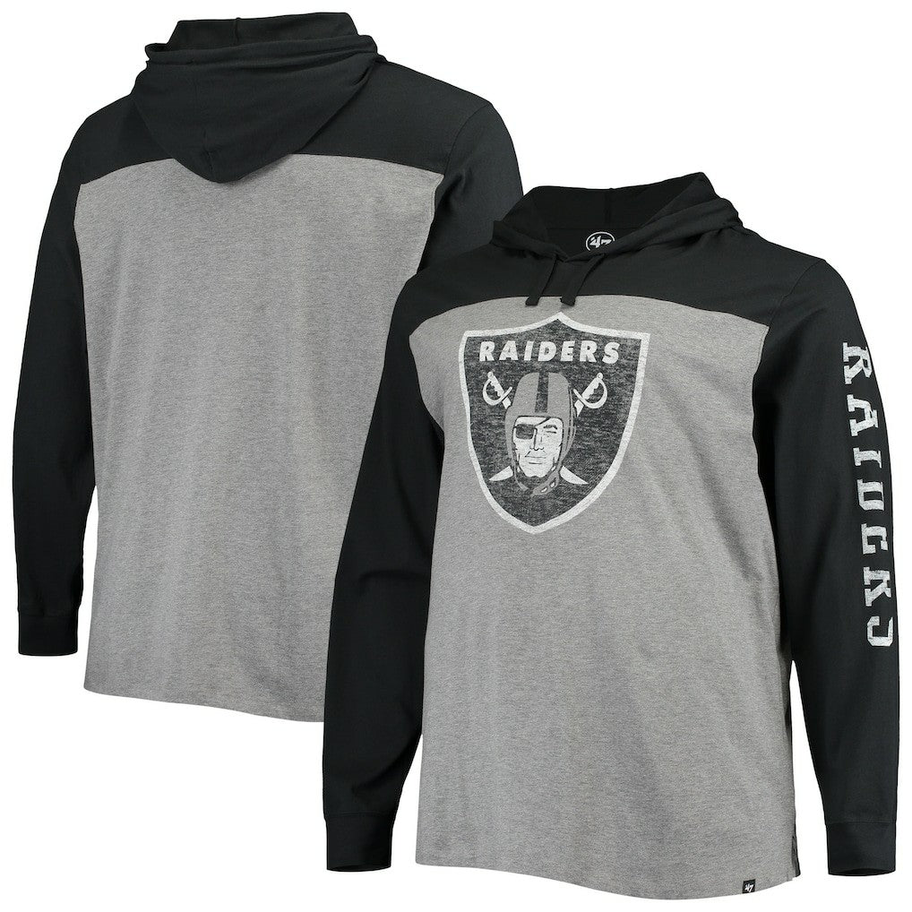 Las Vegas Raiders '47 Franklin Wooster Long Sleeve Hoodie T-Shirt Heathered Gray/Black | 47 brand