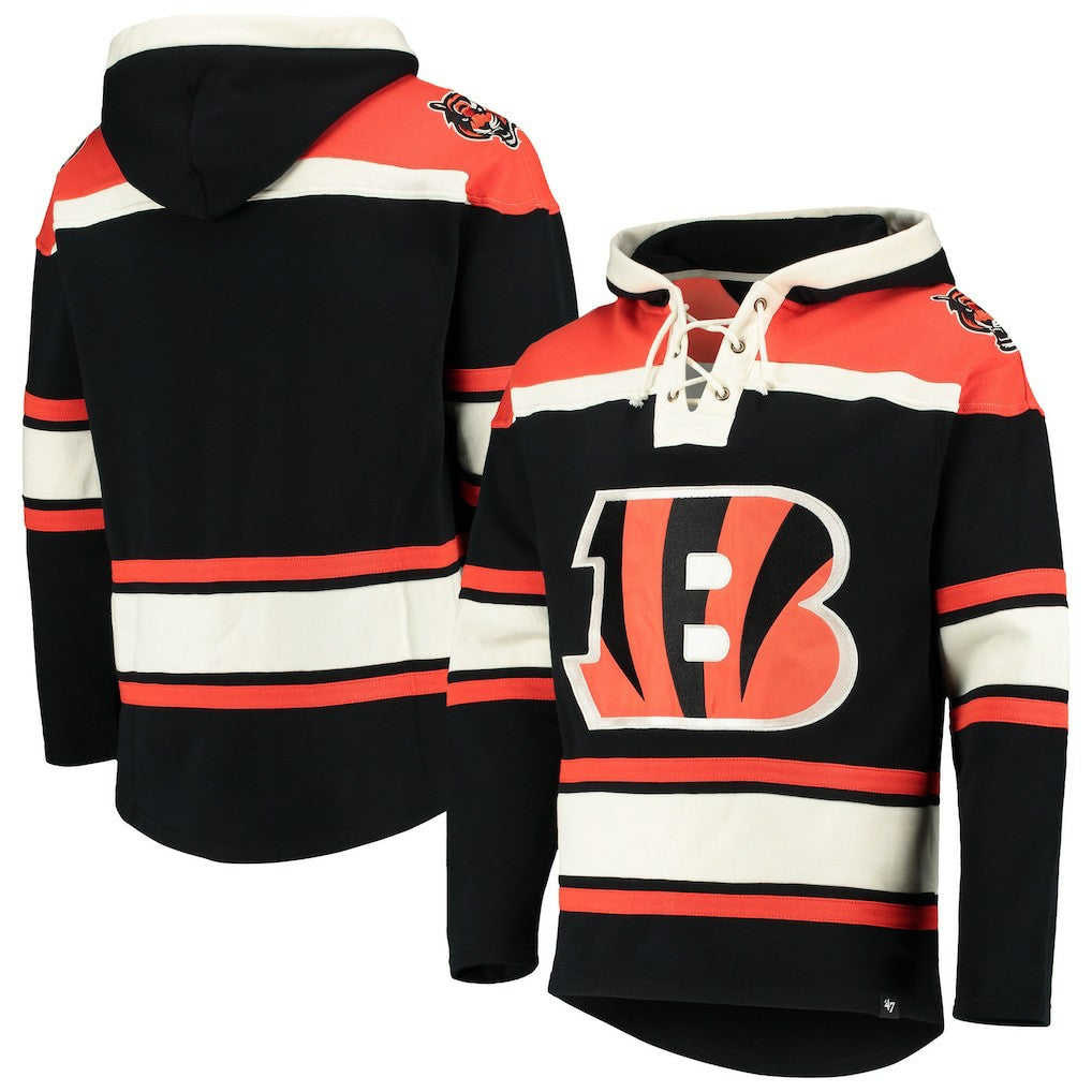 Cincinnati Bengals '47 Lacer V-Neck Pullover Hoodie Black | 47 brand
