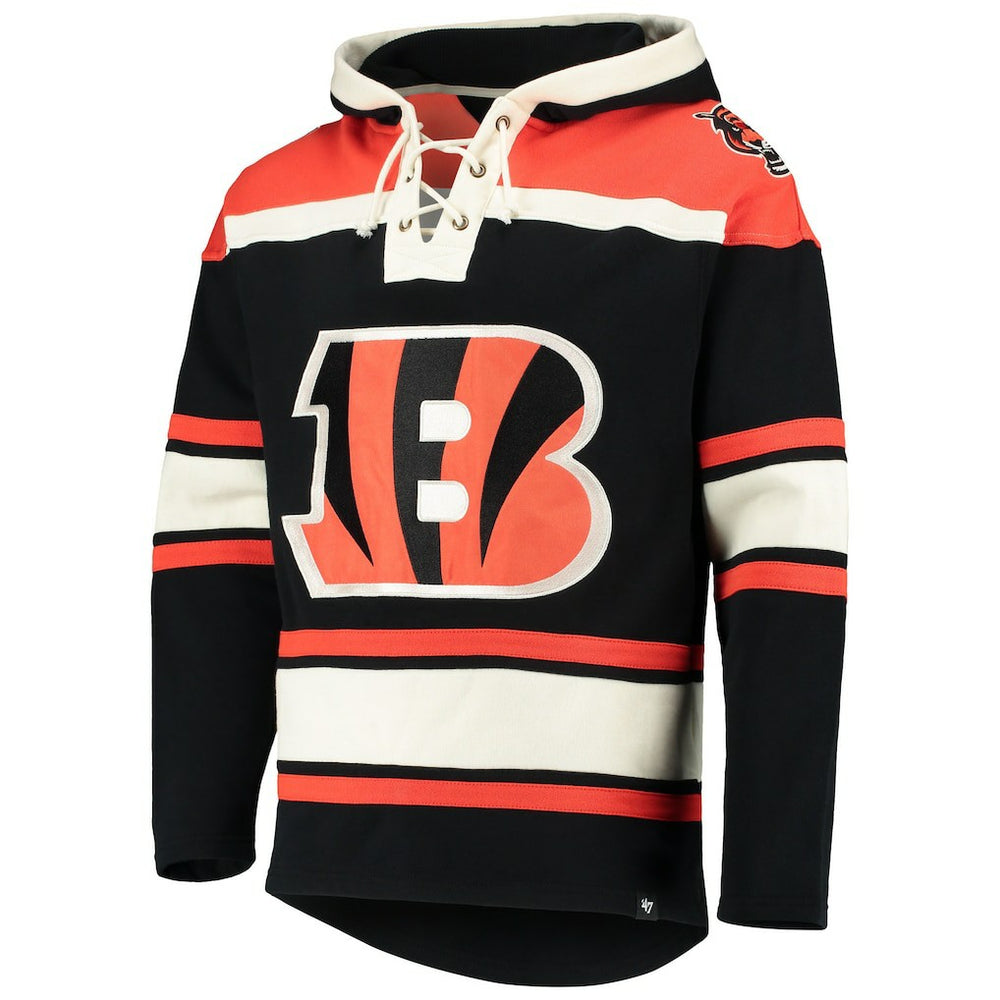 Cincinnati Bengals '47 Lacer V-Neck Pullover Hoodie Black | 47 brand