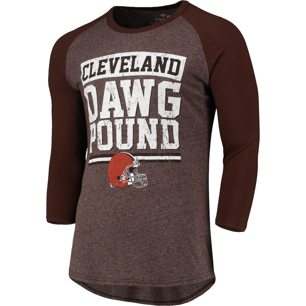 Cleveland Browns Pastime Raglan 3/4-Sleeve T-Shirt Heathered Brown | Fanatics