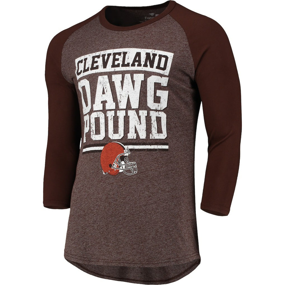 Cleveland Browns Pastime Raglan 3/4-Sleeve T-Shirt Heathered Brown | Fanatics