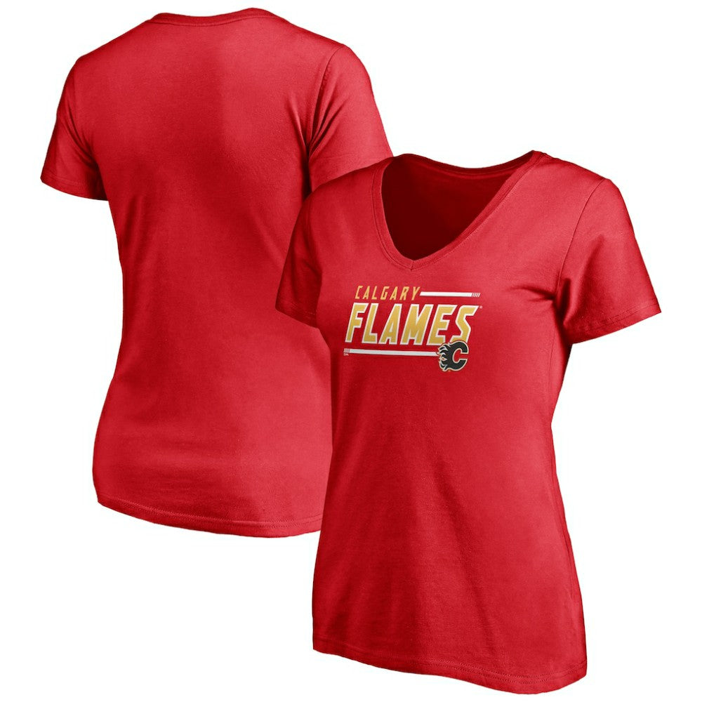 Calgary Flames Fanatics Women's Plus Size Mascot In Bounds V-Neck T-Shirt - Red - NHL