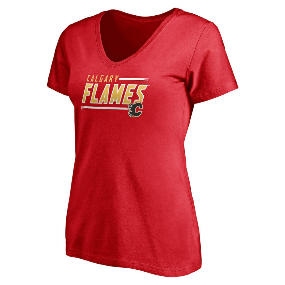 Calgary Flames Fanatics Women's Plus Size Mascot In Bounds V-Neck T-Shirt - Red - NHL