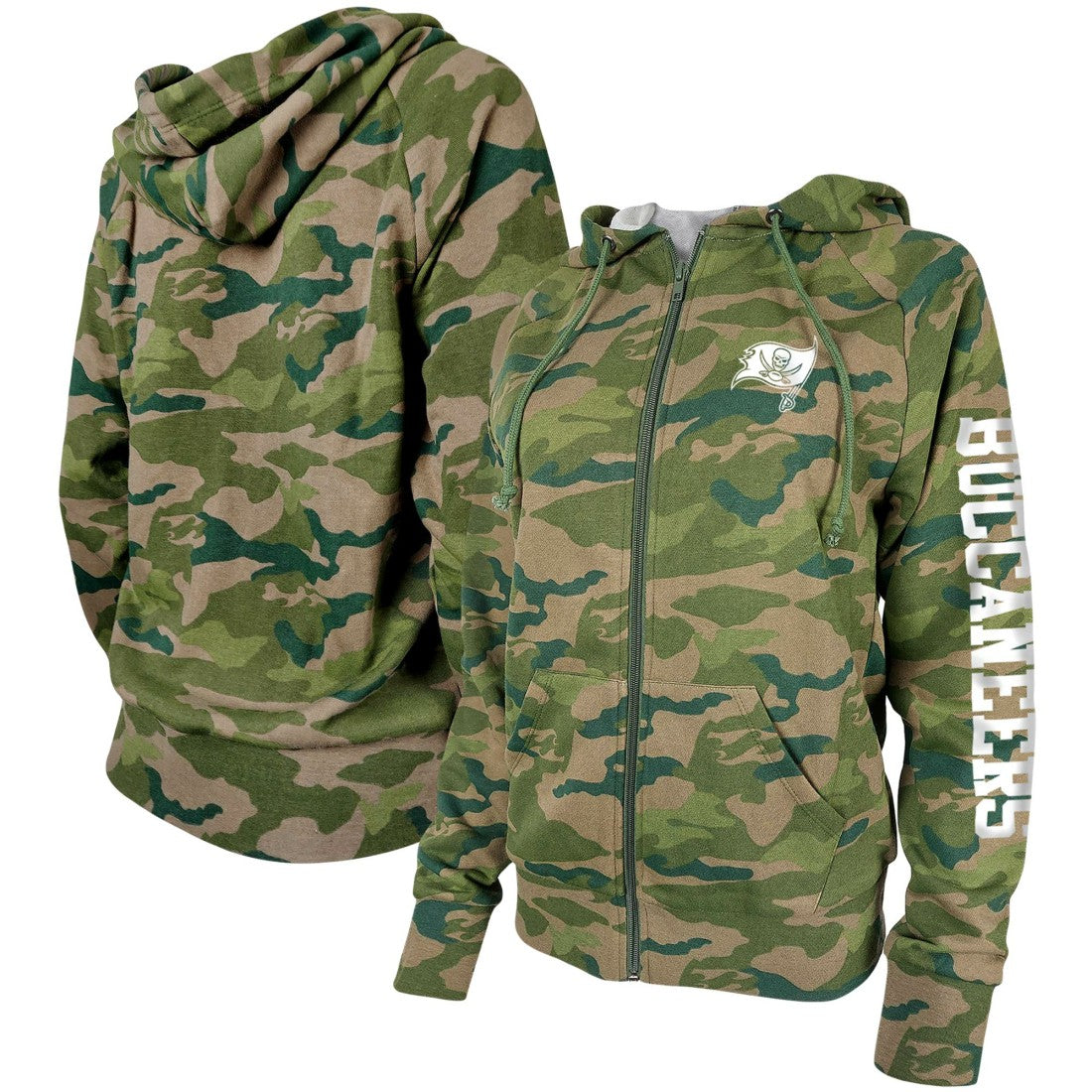 Tampa Bay Buccaneers New Era Women's Raglan Full-Zip Hoodie Camo | NFL