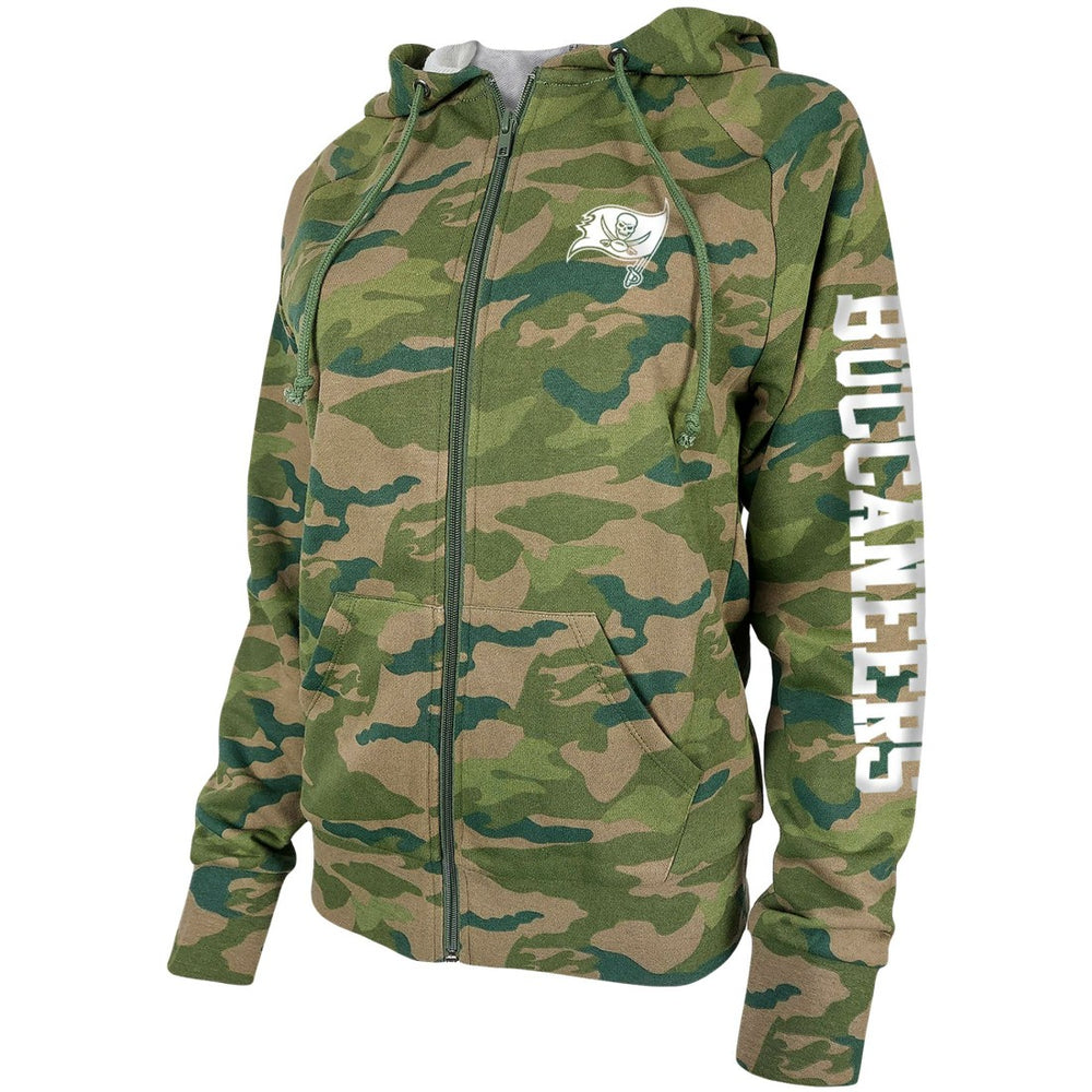 Tampa Bay Buccaneers New Era Women's Raglan Full-Zip Hoodie Camo | NFL