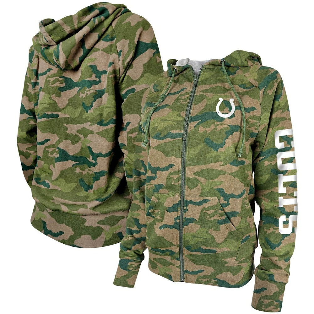 Indianapolis Colts New Era Women's Raglan Full-Zip Hoodie Camo | NFL