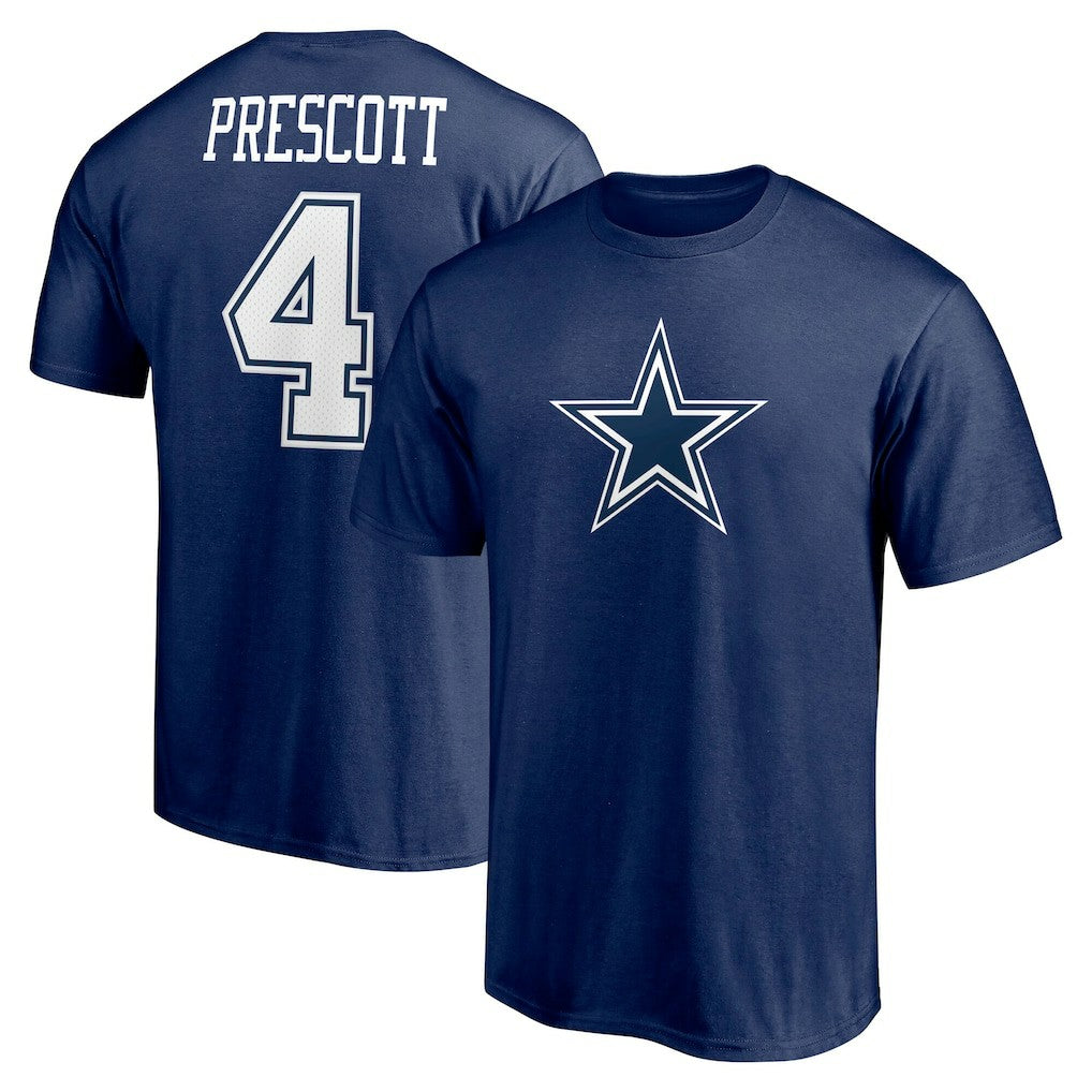 Dak Prescott Dallas Cowboys Player Icon Name & Number T-Shirt Navy | Fanatics