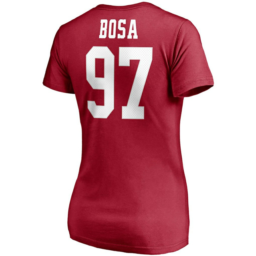 Nick Bosa San Francisco 49ers Women's Player Icon Name & Number V-Neck T-Shirt Scarlet | Fanatics