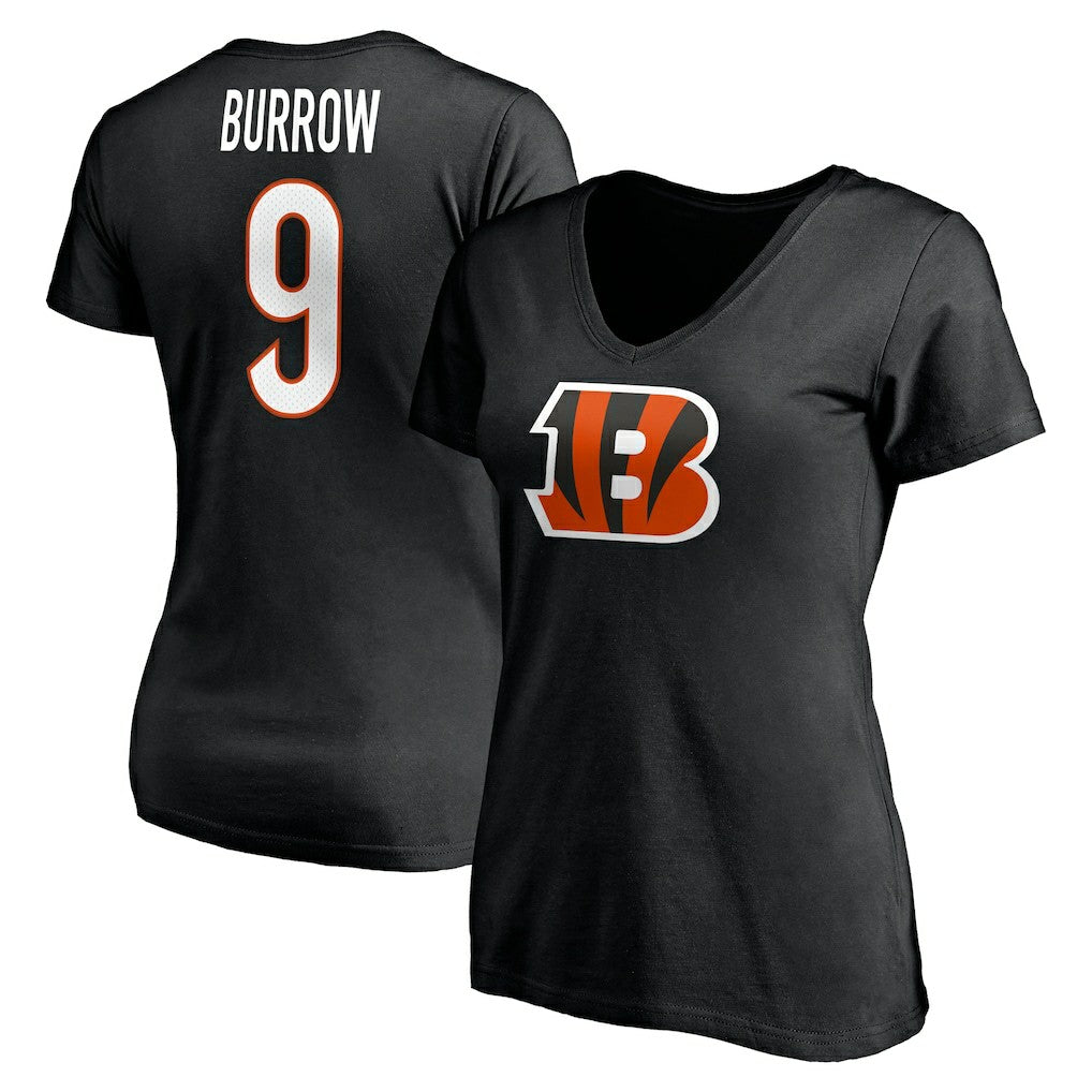 Joe Burrow Cincinnati Bengals Women's Player Icon Name & Number V-Neck T-Shirt Black | Fanatics