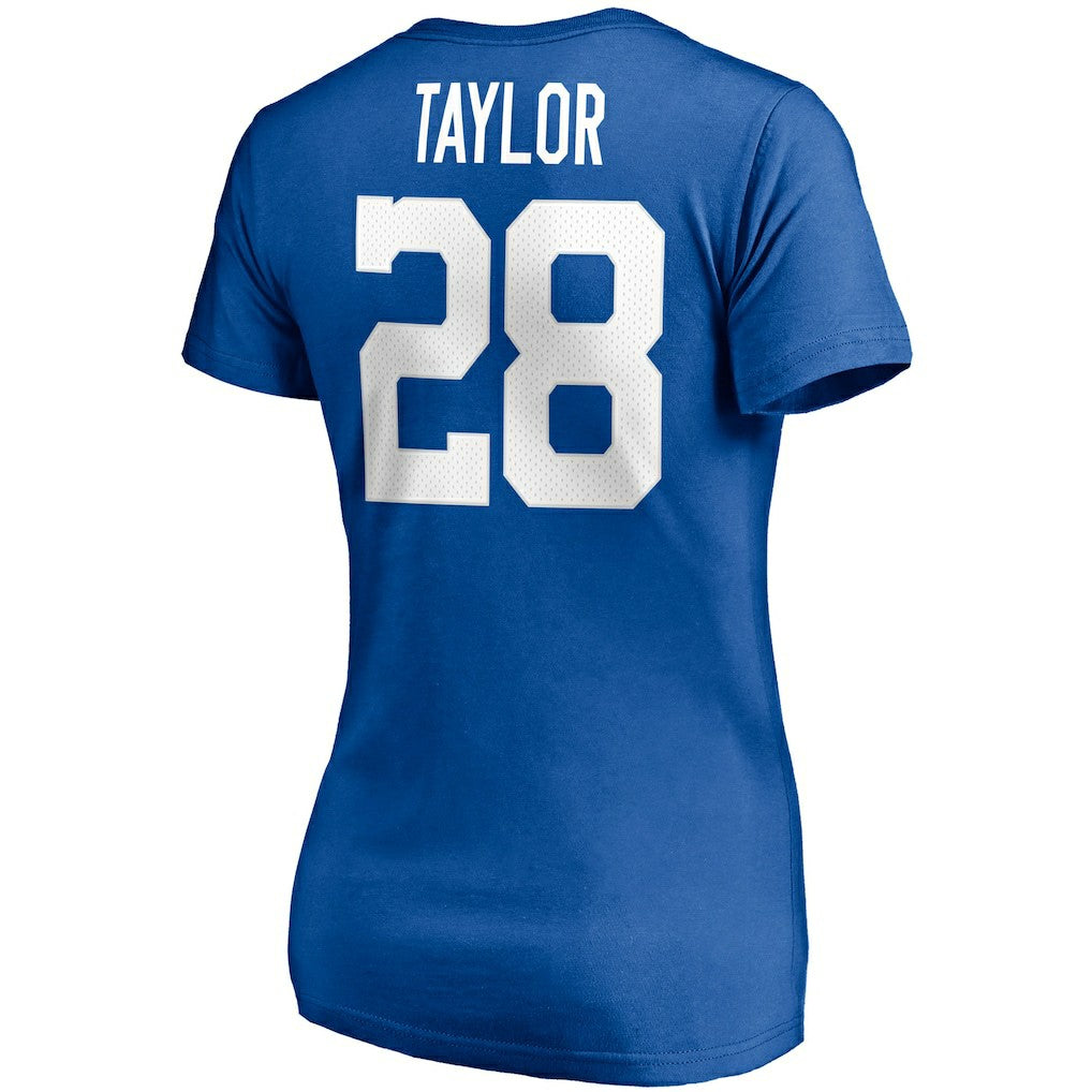 Jonathan Taylor Indianapolis Colts Women's Player Icon Name & Number V-Neck T-Shirt Royal | Fanatics