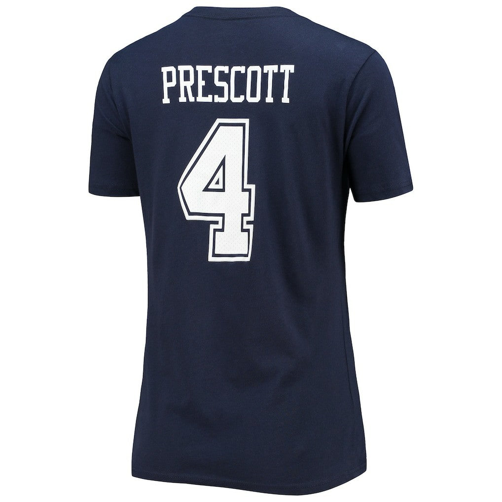 Dak Prescott Dallas Cowboys Women's Player Icon Name & Number V-Neck T-Shirt Navy | Fanatics